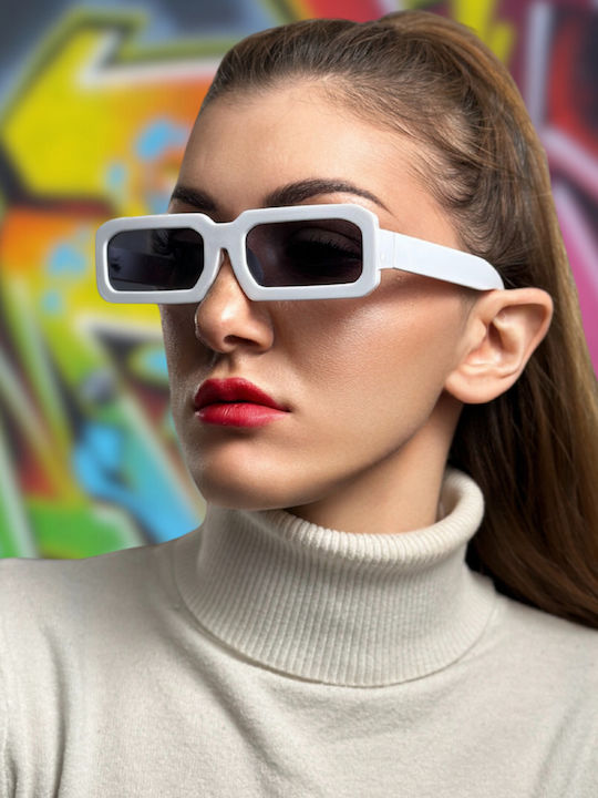 SeeVision 50040 Γυναικεία Γυαλιά Ηλίου με Λευκό Κοκκάλινο Σκελετό και Μαύρο Φακό 4K2235-1501-50040-WHITE