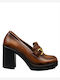 Leather Tabac Brown Heels