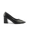 Fshoes Synthetic Leather Pointed Toe Black Heels