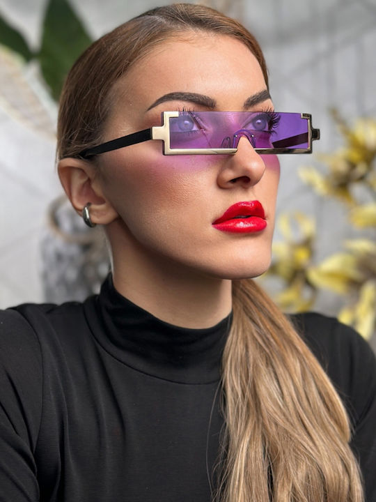 SeeVision 50042 Women's Sunglasses with Gold Metal Frame and Purple Lens 4K90137-2501-50042-PURPLE