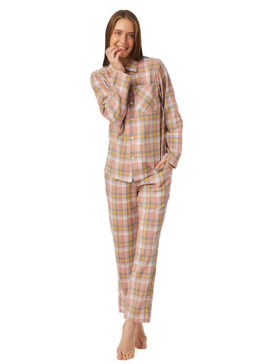 Minerva De iarnă Set Pijamale pentru Femei De bumbac Dark pink