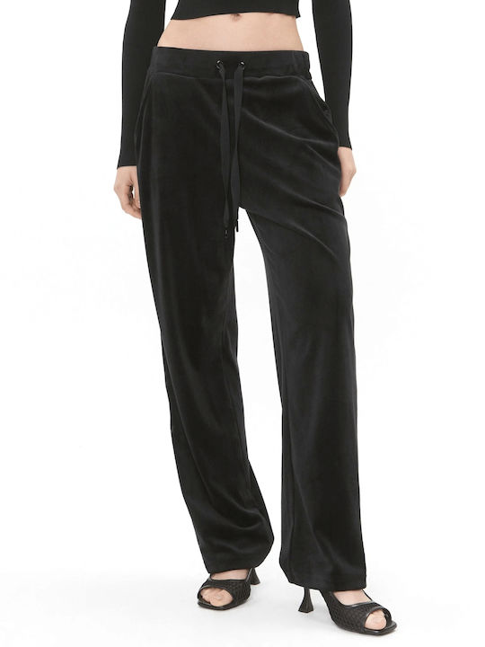 DKNY Damen-Sweatpants ΜΑΥΡΟ Samt