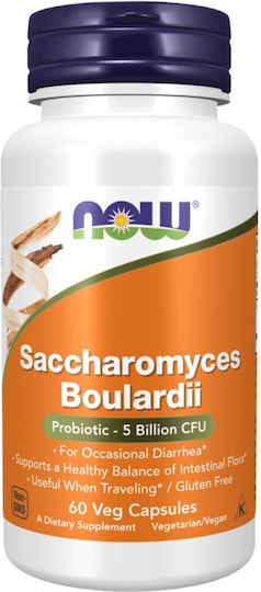 Now Foods Saccharomyces Boulardii Добавка с Пробиотици 60 Растителни капсули