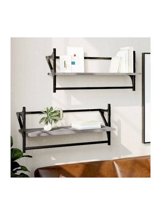 Shelves Wall Grey 2pcs 65x25x30cm