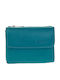 Small Leather Women's Wallet Coins with RFID Turquoise