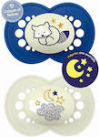 Mam Orthodontic Pacifiers Silicone Original Fox - Clouds Blue - Cream Night for 6-16 months 2pcs