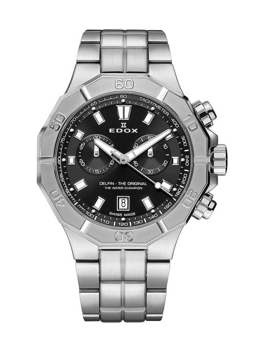 Edox Delfin Ρολόι Μπαταρίας με Μεταλλικό Μπρασελέ