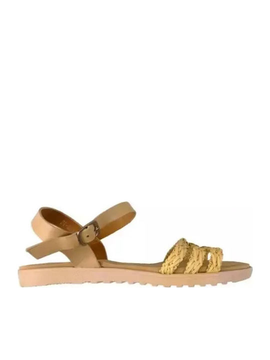 Adam's Shoes Γυναικεία Σανδάλια Κίτρινα