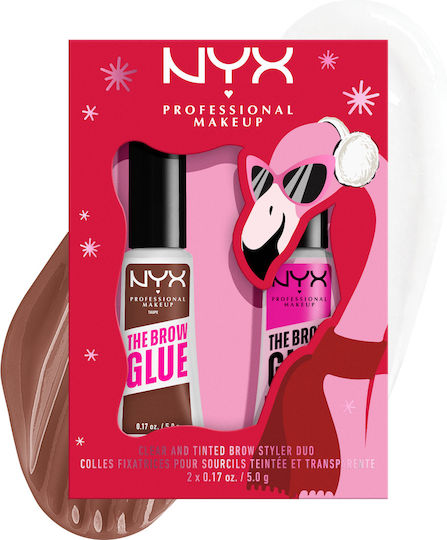 NYX Professional Makeup The Brow Glue Σετ Μακιγιάζ Φρυδιών Medium Brown