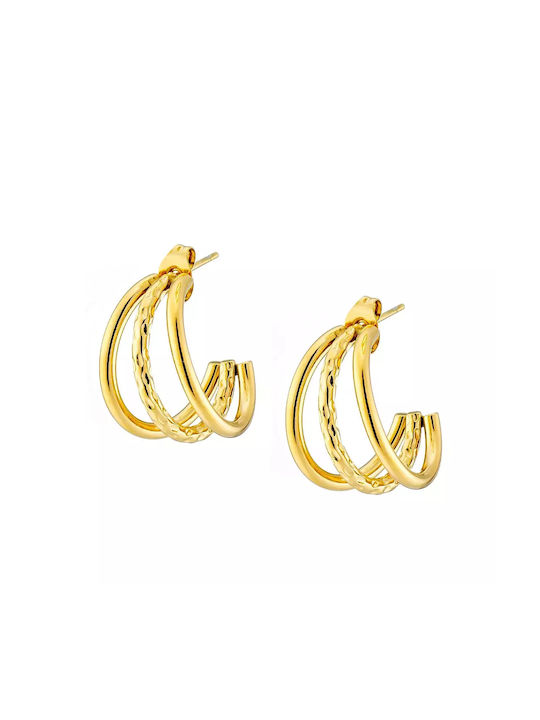 Oxzen Earrings Hoops made of Steel Gold Plated