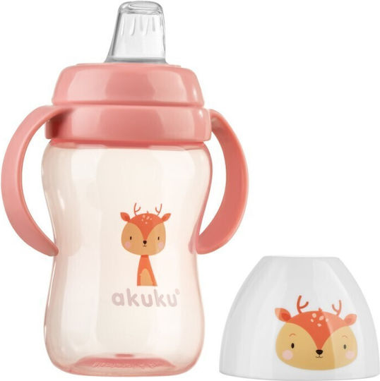 Akuku Baby Cup with Handles and Straw Deer made of Plastic Orange 240ml