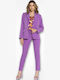 Femei Lilac Set cu Talie înaltă Pantaloni cu Croială Dreaptă