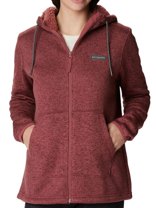 Full Women's Cardigan with Zipper Beetroot