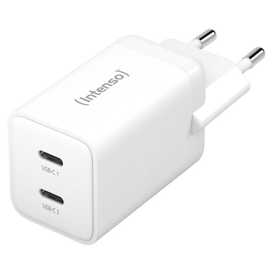 Intenso Incarcător Fără Cablu GaN Cu 2 Porturi De Ieșire USB-C 40W Alb