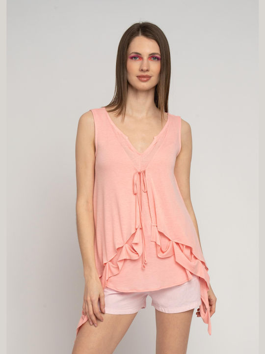 E-shopping Avenue Damen Bluse Ärmellos Rosa