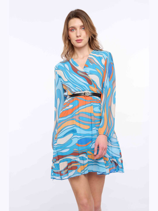 E-shopping Avenue Mini Φόρεμα Δερμάτινο LIGHT BLUE