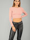 E-shopping Avenue Women's Long Sleeve Crop Sweater Pink