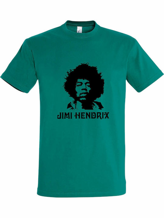 Jimi Hendrix Silhouette Tricou Verde Bumbac Smarald