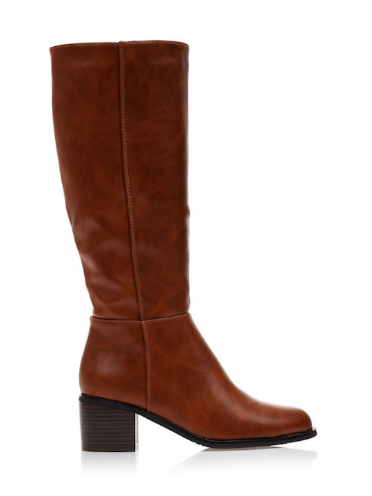Tsoukalas Damenstiefel mit mittlerem Absatz Braun