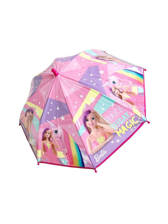 Chanos Παιδική Ομπρέλα Μπαστούνι Barbie Διάφανη με Διάμετρο 38εκ.