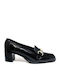 Leather Pointed Toe Black Medium Heels