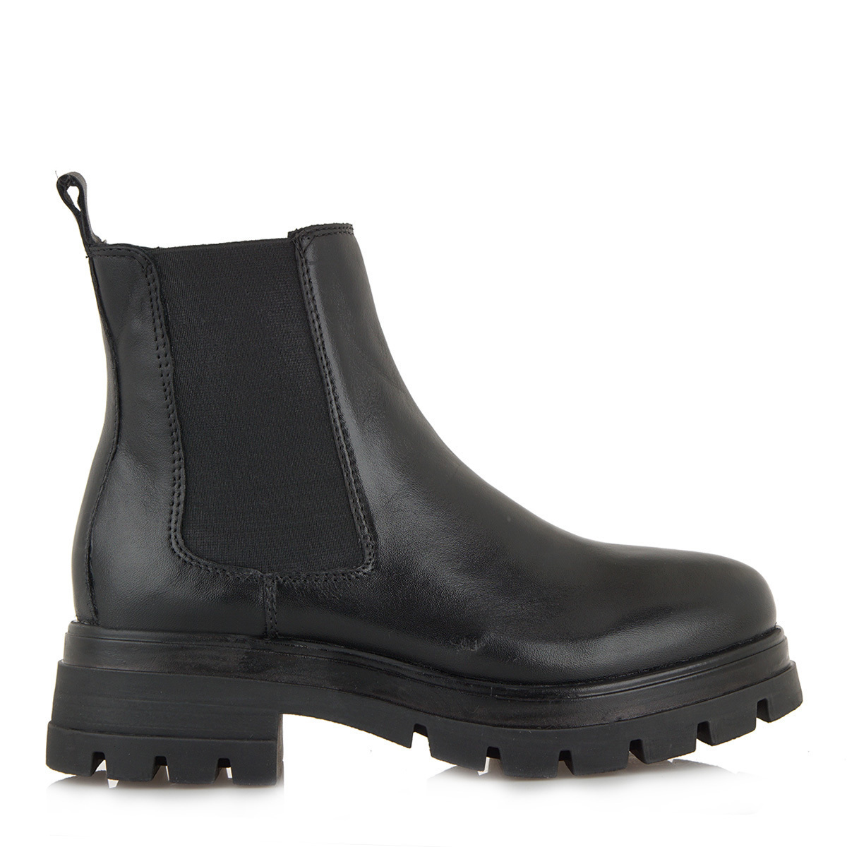 Nakoa Δερμάτινα Γυναικεία Μποτάκια με Μεσαίο Τακούνι Μαύρα R308A0043002