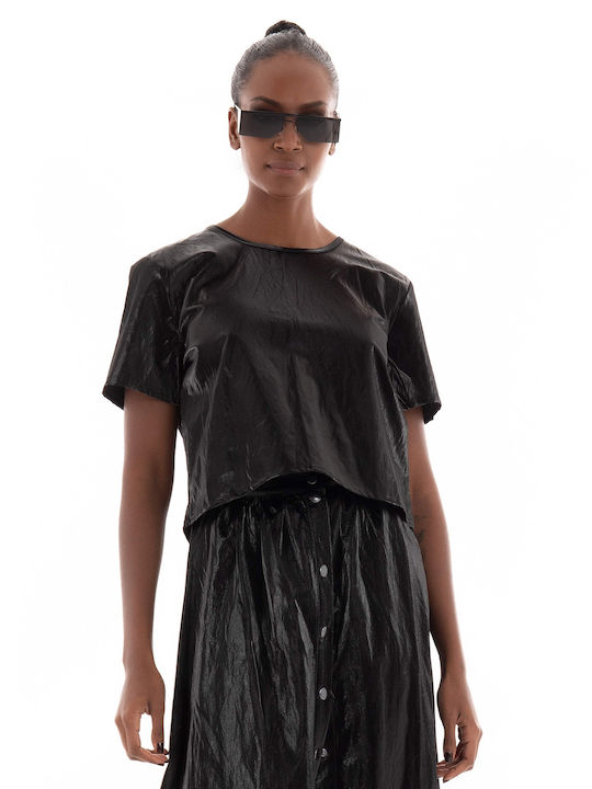 Collectiva Noir Women's Blouse Short Sleeve Black