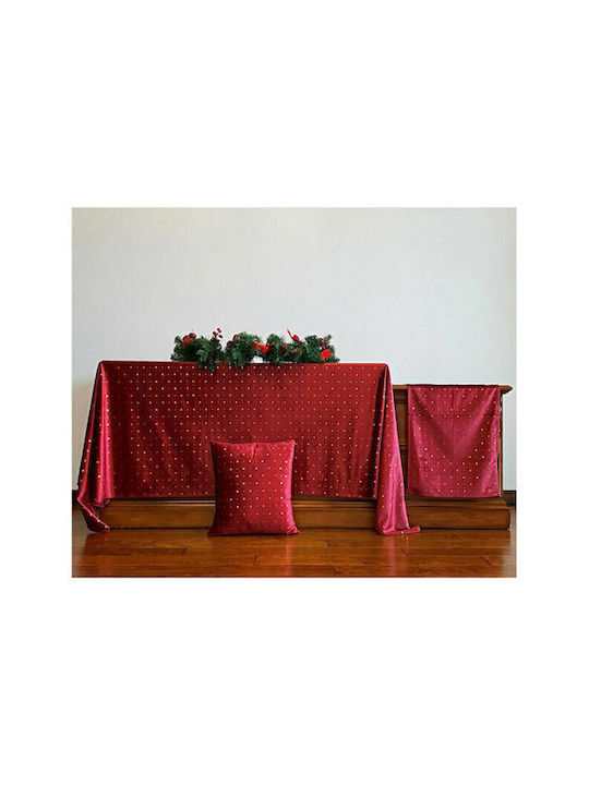 Liolios Home Weihnachts- Tischtuch Stoff Rot B260xL160cm. 1Stück