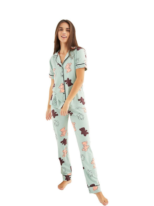 Siyah Inci Sommer Damen Pyjama-Set Baumwolle