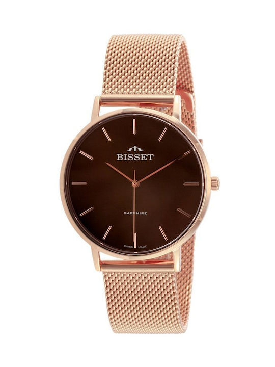 Bisset Watch with Pink Gold Metal Bracelet