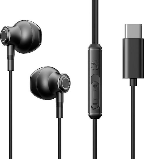 Joyroom JR-EC07 In-ear Handsfree Ακουστικά με Βύσμα USB-C Μαύρο