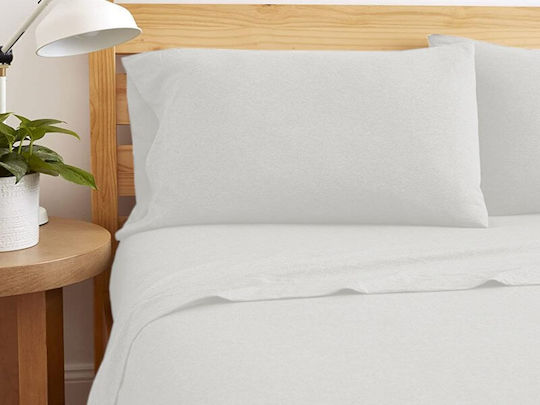 Bettlaken für Einzelbett mit Gummiband 100x200+30cm. Ecru
