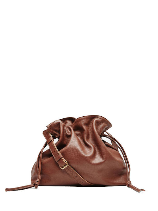 Leather Twist Women's Pouch Shoulder Brown