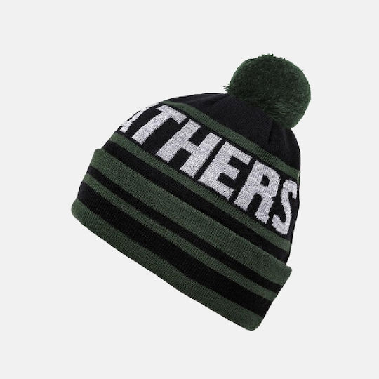 Pom Pom Beanie Unisex Σκούφος Πλεκτός σε Πράσινο χρώμα