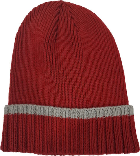 Beanie Unisex Σκούφος Πλεκτός σε Κόκκινο χρώμα