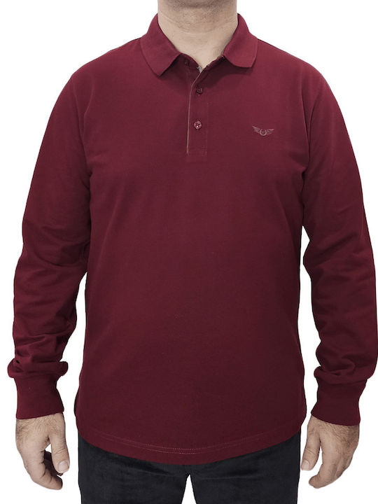 Side Effect Polo Long Sleeve Blouse Burgundy