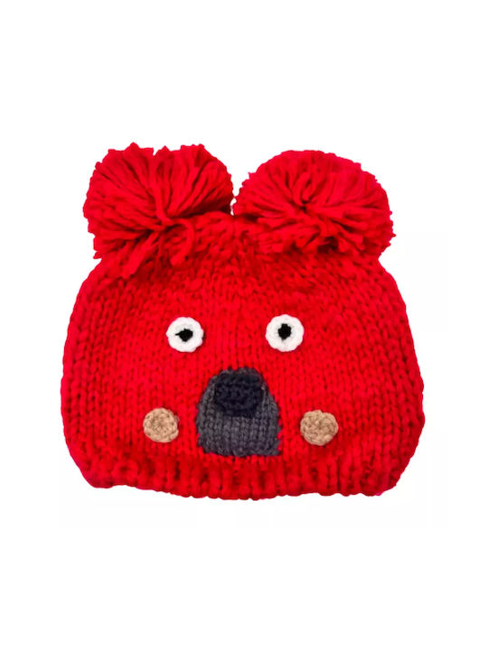 Verde Kids Beanie Knitted Red