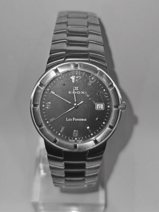Edox Les Ανδρικό Ρολόι Μπαταρίας με Ασημί Μεταλλικό Μπρασελέ