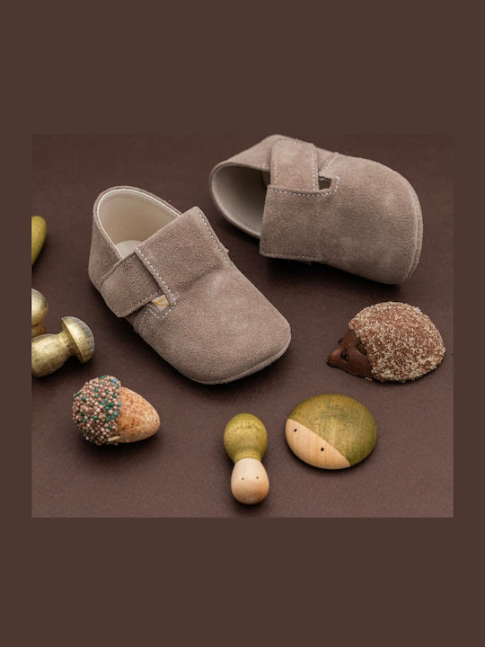 Ever Kid Papuci boteza din piele Sneakers Papuci de botez cu talpă moale Bej
