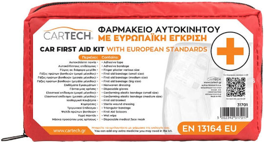 Cartech Φαρμακείο Πρώτων Βοηθειών Αυτοκινήτου Τσαντάκι με Εξοπλισμό