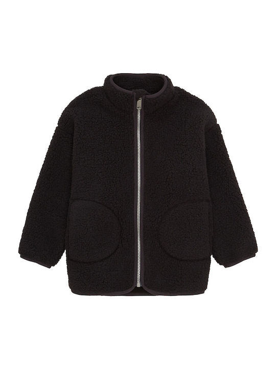 Kinderstrickjacke Pelz schwarz