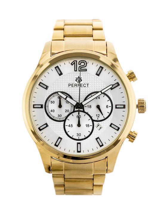 Perfect Watch Chronograph Battery with Gold Metal Bracelet