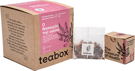 Teabox Κόκκινο Τσάι Ο Θησαυρός Της Υγείας 12 Φακελάκια με Άρωμα Ρόδι, Βύσσινο & Αμύγδαλα