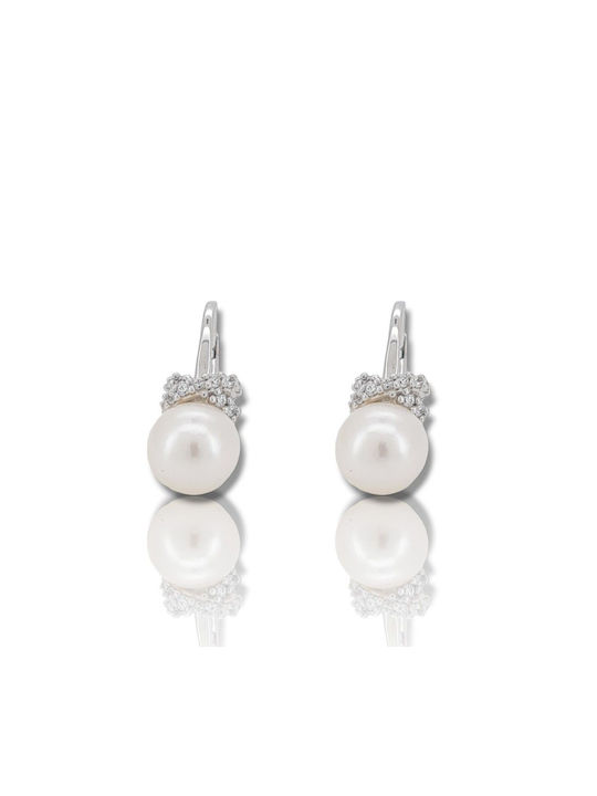 Mentzos Earrings made of Platinum with Stones & Pearls