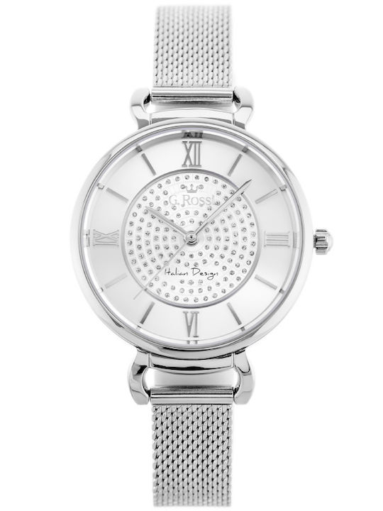 G.Rossi Men's Watch 45mm Battery with Silver Metal Bracelet