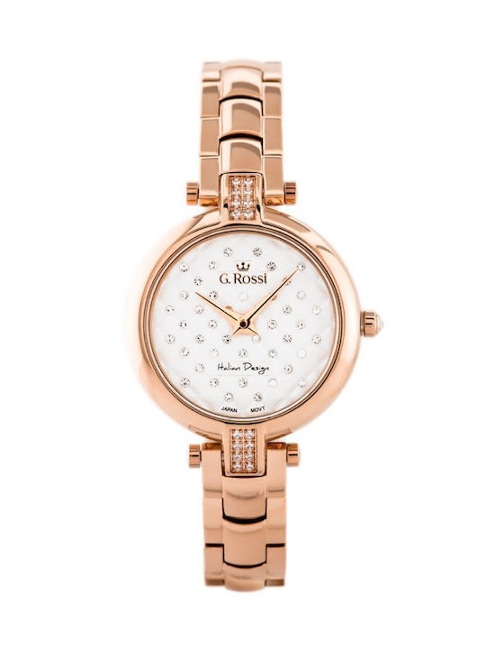 G.Rossi Watch Battery with Pink Gold Metal Bracelet