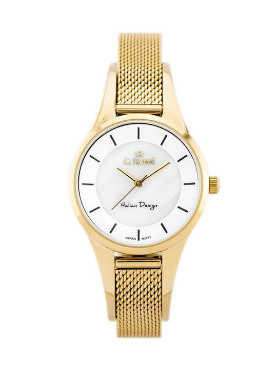 G.Rossi Watch Battery with Gold Metal Bracelet