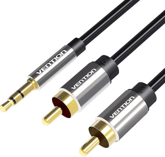 Vention Vention 3.5mm Jack Cable - 2x RCA Male Black Length 3m