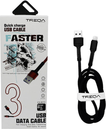 Treqa CA-8572 USB-A zu Lightning Kabel Schwarz 3m (101264)