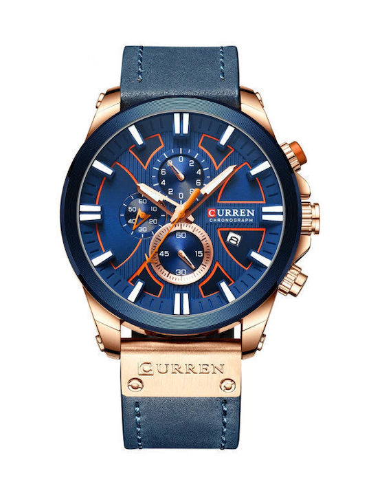 Curren 8346 Uhr Chronograph Batterie in Blau / Blau Farbe